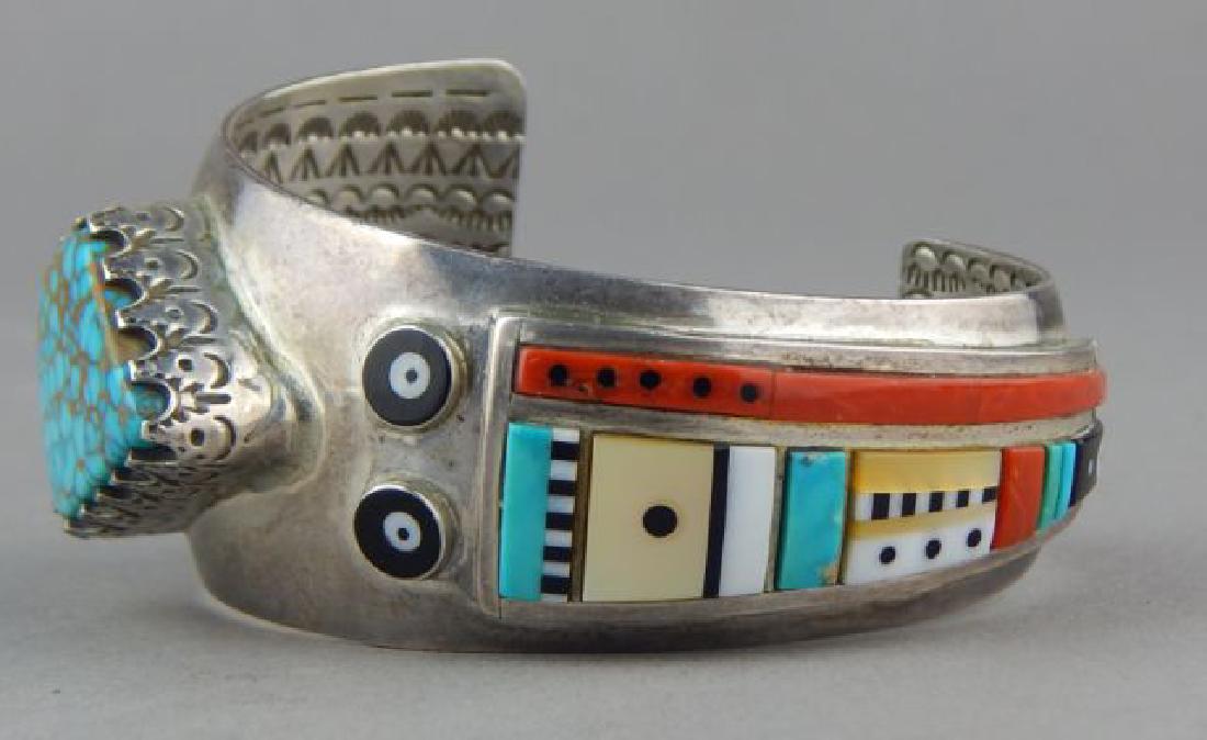 Navajo Sterling & Multi Stones Inlaid Bracelet (1 of 8)