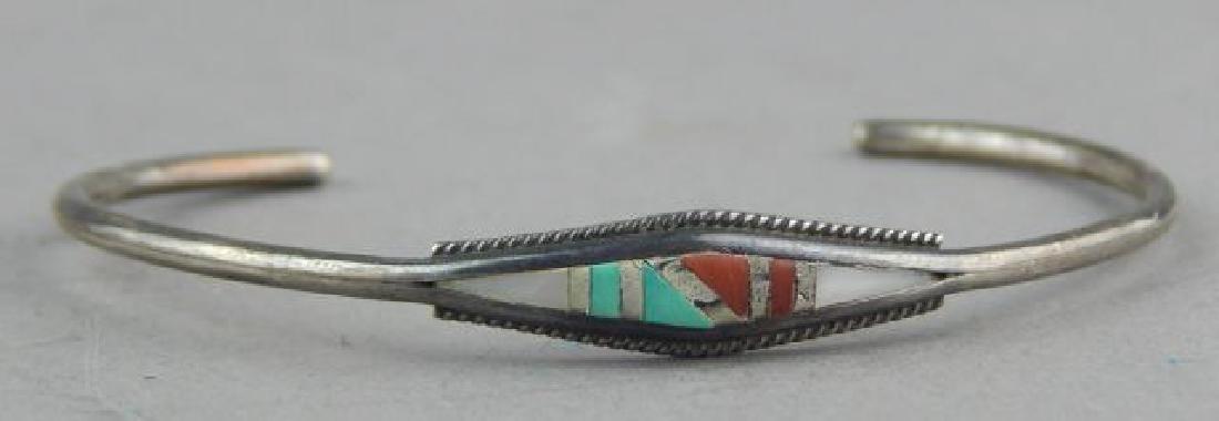 Native American Zuni Inlaid Sterling Bracelet (1 of 3)