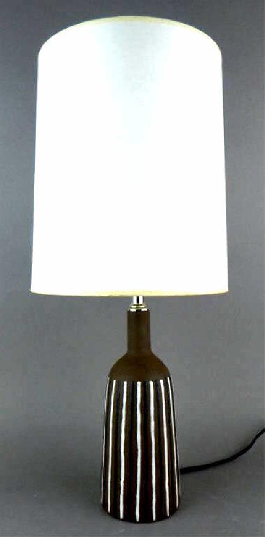 Decorative Brown and White Striped Ceramic Lamp (1 of 4)