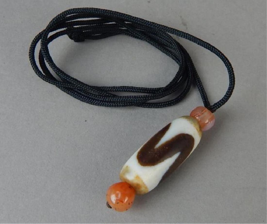 Dzi Tiger Stone Bead Necklace (1 of 3)