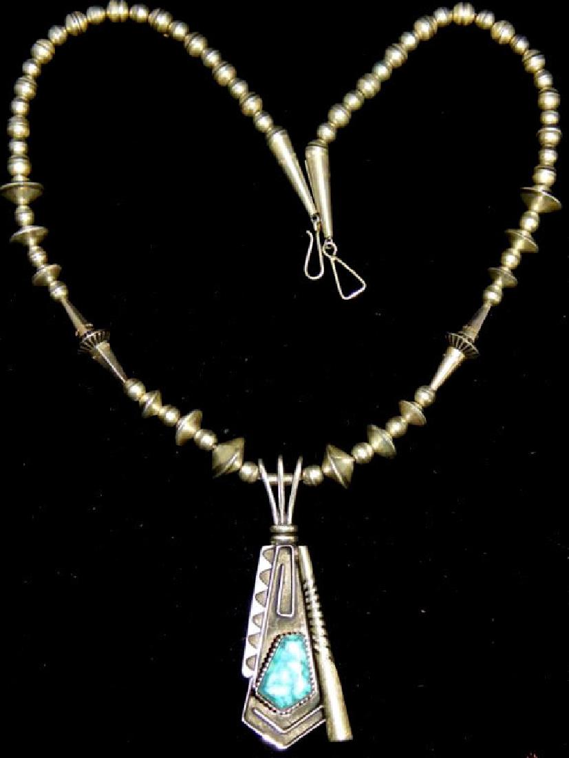 Native American Sterling and Turquoise Necklace (1 of 3)