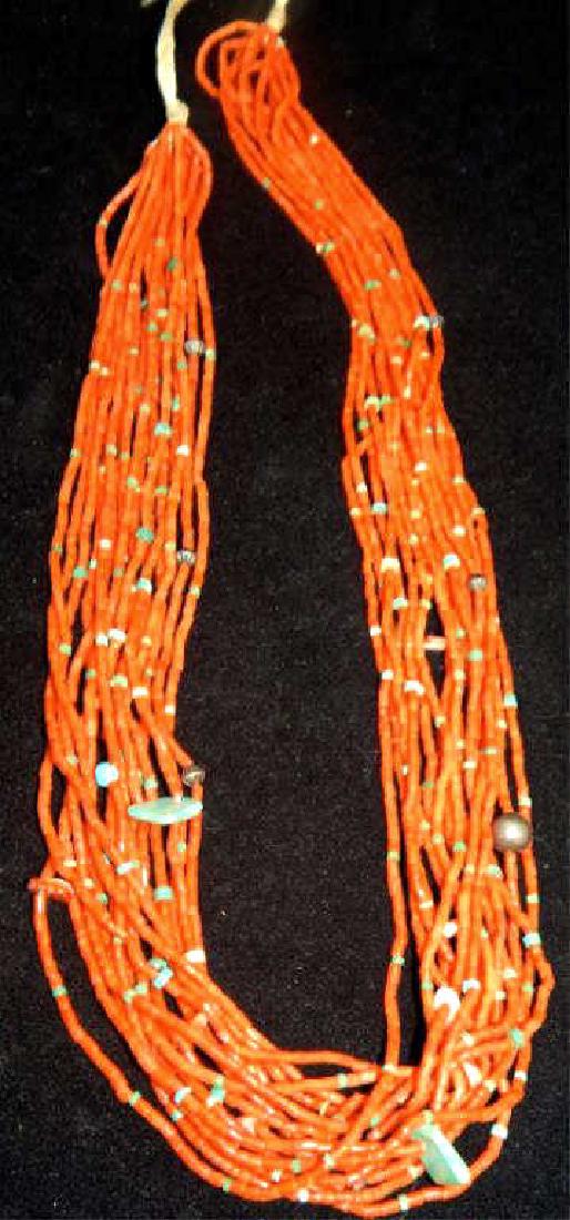 Coral, Oyster Shell, Turquoise & Sterling Necklace (1 of 3)