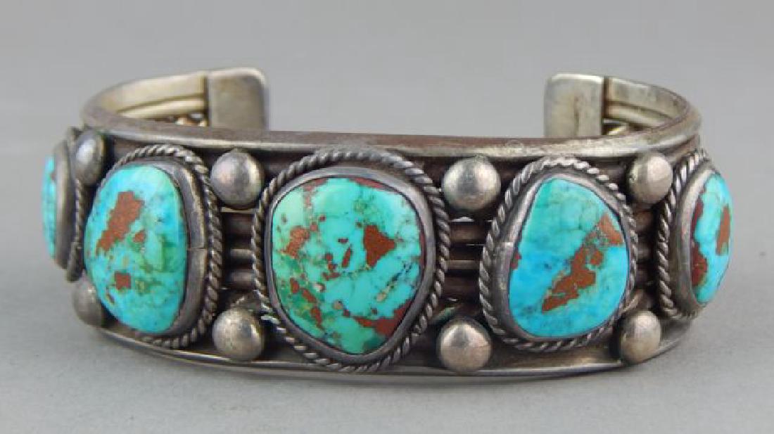 Large Men's Sterling and Turquoise Bracelet (1 of 5)