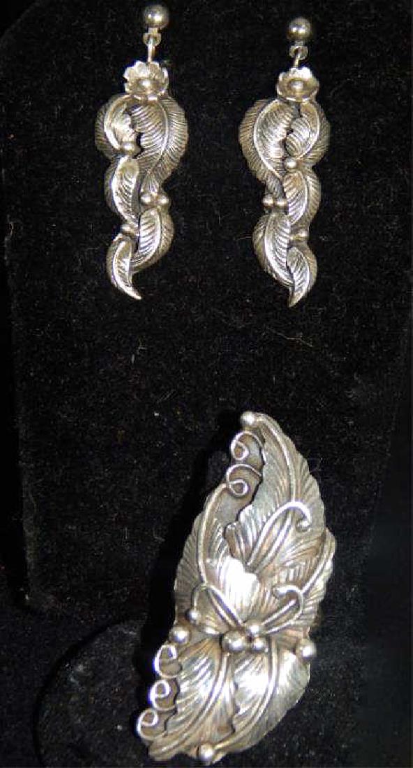 Sterling Silver Earrings and Ring in Flower Design (1 of 6)