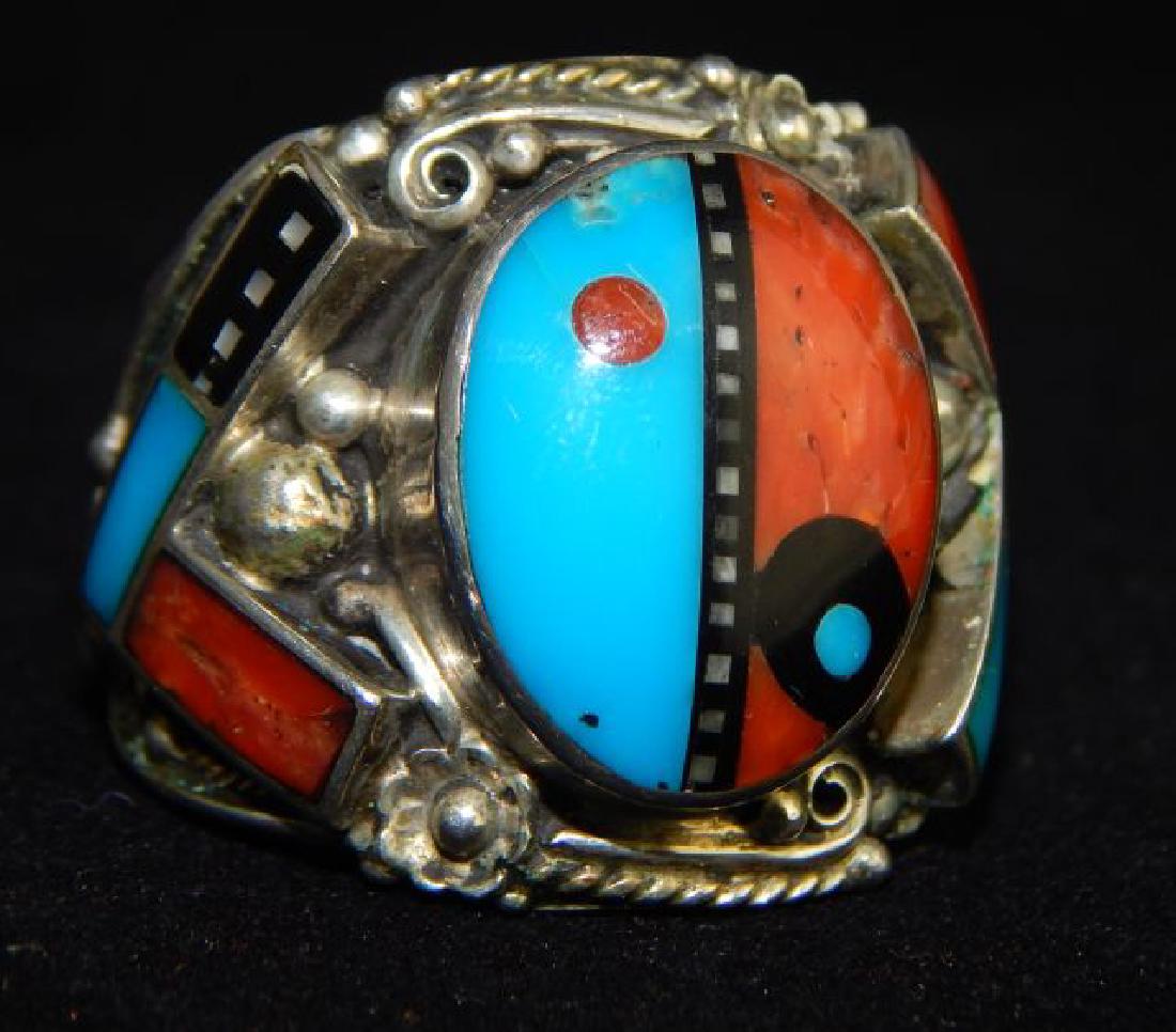 Carl Clark & Monk Sterling, Turquoise & Coral Ring (1 of 8)
