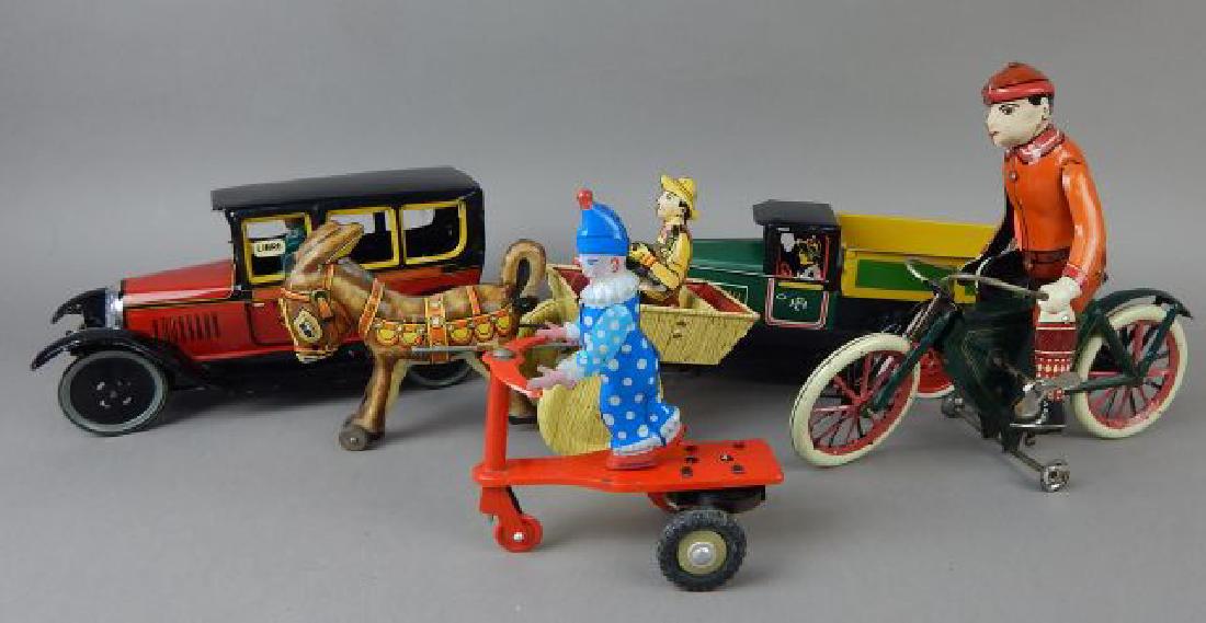 Taxi, Bike, Donkey Cart, Scooter, Truck Tin Toys (1 of 7)
