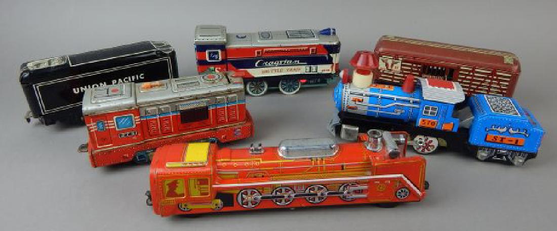 Collection of Six Tin Train Cars (1 of 9)