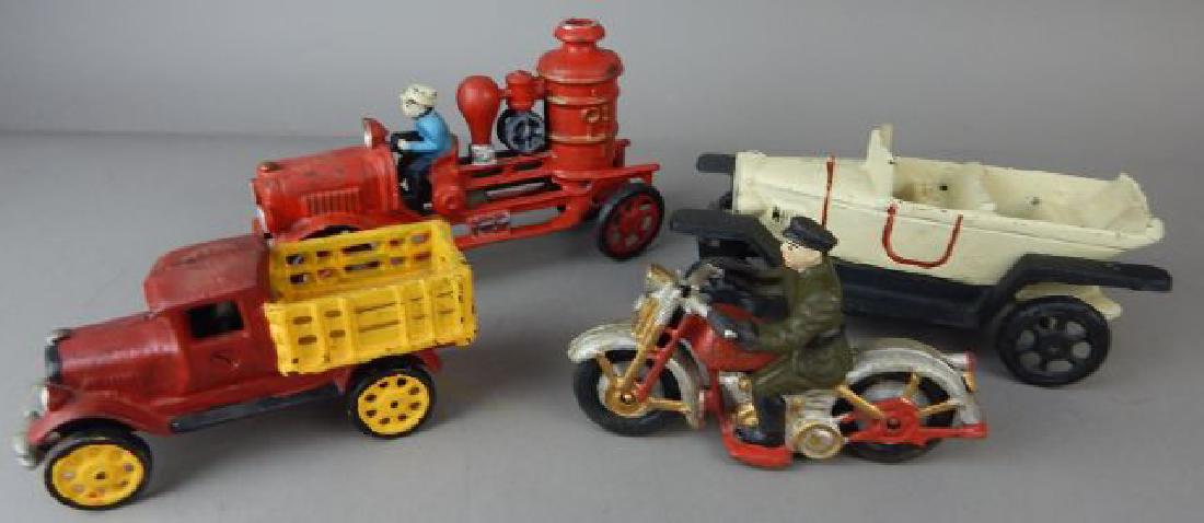 Cast Iron Fire Truck, Truck, Motorcycle & Car (1 of 6)