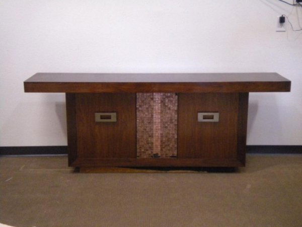 A5-12 CREDENZA DESIGNED BY MILLARD SHEETS: For The Scottish Rite Temple, Wilshire Blvd. in Los Angeles, California. Measures 33 "x 83.5" x 18". Estimate $1500 - $3500