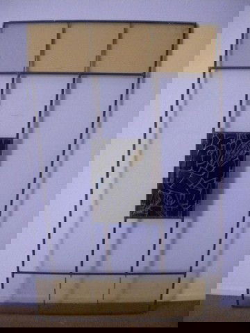 A5-9 STAINED GLASS WINDOW BY SUSAN HERTEL: Well Listed Artist Susan Hertel. From the Scottish Rite Museum on Wilshire Blvd. in Los Angeles. Measures 67" X 40".