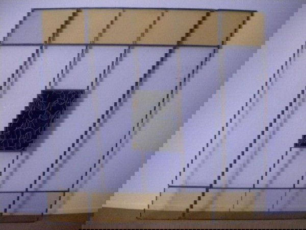 A5-11 STAINED GLASS WINDOW BY SUSAN HERTEL: Well Listed Artist Susan Hertel. From the Scottish Rite Museum on Wilshire Blvd. in Los Angeles. Measures 67" x 67".