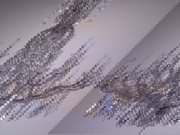 A5-12 MARIA TERESA CRYSTAL CHANDELIER: From the Scottish Rite Museum on Wilshire Blvd. in Los Angeles. Measures approximately 60" tall x 65" diameter.