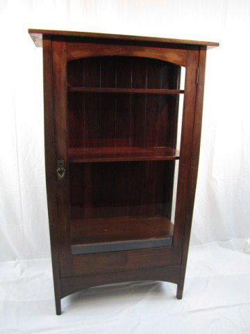 A4-1 GUSTAV STICKLEY 1912 CHINA CABINET SIGNED: Attributed to Well Listed Artist & Architect Harvey Ellis. Measures 60" tall x 36" wide x 15" deep.