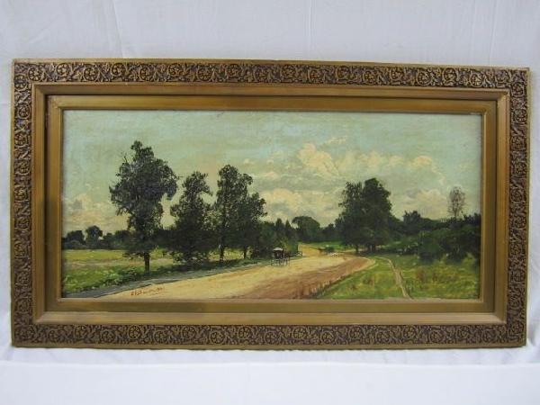 C28-1 OIL PAINTING SIGNED "C. H. SHEARER 1883": Well Listed Artist Christopher High Shearer. Has been repaired. Measures 40" x 22".