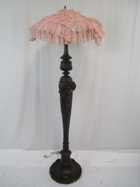A38-16 GESSO FLOOR LAMP WITH SHADE: Measures 68 1/2" tall.