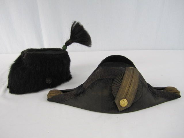 A32-19 LOT OF 2 ASSORTED HATS: Includes Army Volunteer Railway and Police Hat and a Old Naval Officers Hat.