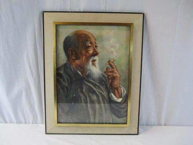A45-6 CHINESE WATERCOLOR SIGNED LING: Measures 26" x 21".