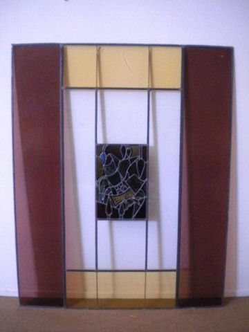 A5-14 STAINED GLASS WINDOW: Commissioned by Millard Sheets and designed by Susan Hertel for the Scottish Rite Museum on Wilshire Blvd. in Los Angeles California. Measures 67" x 54". Estimate $500 - $1,000