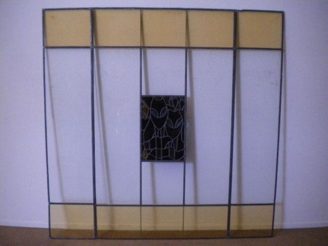 A5-16 STAINED GLASS WINDOW: Commissioned by Millard Sheets and designed by Susan Hertel for the Scottish Rite Museum on Wilshire Blvd. in Los Angeles California. Measures 67" x 67". Estimate $500 - $1,000