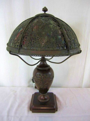 A45-32 GRAPEVINE PATTERN RIVIERE STUDIOS LAMP: Signed. Good condition. Measures 18" tall. Estimate $1,000 - $1,500