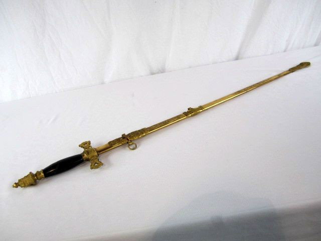 A4-6 GOLD DORE SWORD "HECTOR ALLIOT": Marked "J. M. Litchfield & Company San Francisco, California". From the Scottish Rite Temple. Good condition. Measures 38 1/2" long. Estimate $200 - $400