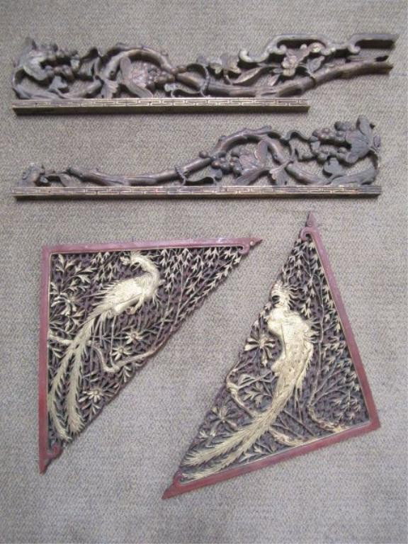 C93-43 BOX LOT OF 4 CHINESE DECORATIVE CARVINGS