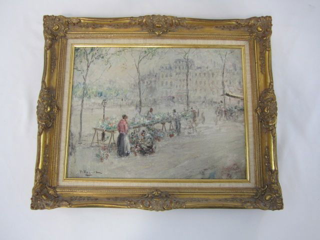 C98-7 OIL ON BOARD: Illegible signature. Measures 18" x 22 1/2" with frame. Estimate $50 - $100