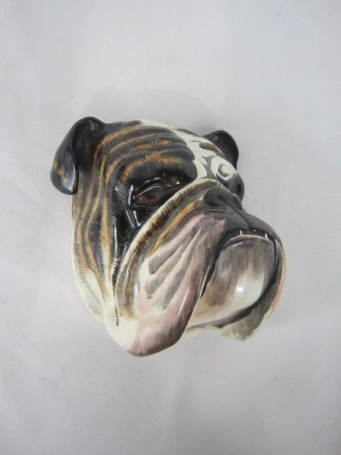 A44-41 CROWN DEVON BULL DOG WALL MASK: Marked on back. Measures 6" tall x 5" wide. Estimate $200 - $300