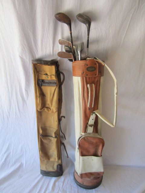 4 D50 Lot Of 2 Vintage Golf Bags 12 Clubs