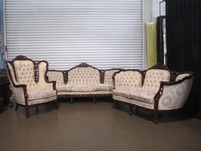 C11-1 CARVED SOFA, LOVESEAT & CHAIR SET