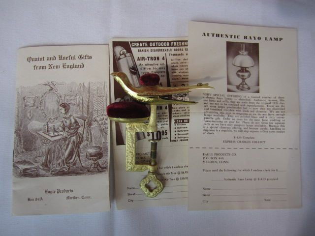 A45-56 VICTORIAN SEWING BIRD PIN CUSHION: With original box. Measures 5" tall. Estimate $400 - $600
