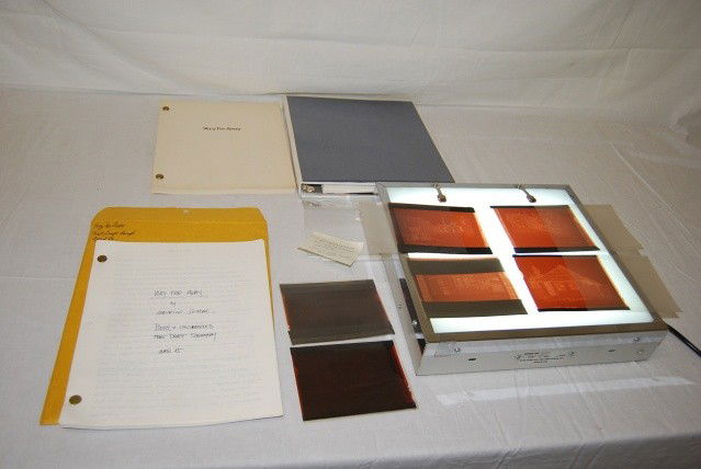 MAURICE SENDAK "VERY FAR AWAY" ARCHIVE: 1 Screenplay Type written with some hand notations by Sendak, April, 1985. This lot contains a revised first draft, a 1990 draft, and Color Negatives of set design for the production.