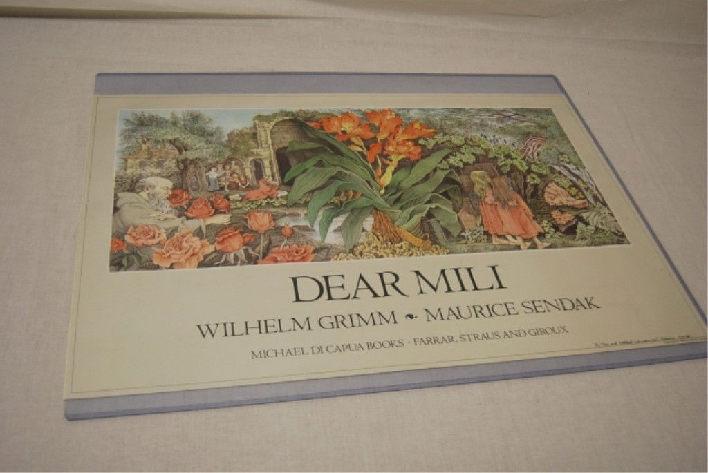 DEAR MILI - GRIMM & MAURICE SIGNED POSTER: Autographed Maurice Sendak Oct. 88". Michael Dicapula Books New York. Measures 16" x 24".