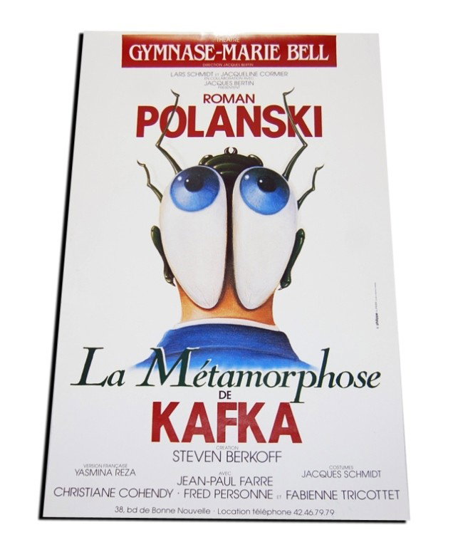 POLANSKI LA METAMORPHASE DE KAFKA POSTER: Roman Polanski "La Metamorphase de Kafka" presented Lars Schmidt et Jacqueline Cormier en Collaboration avec Jacques Bertin , 14 ½" X 23"
