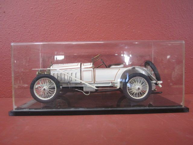 F72-5 "1912" HISPANO SUIZA MODEL CAR: Measures 9" x 22" x 11" with plexi glass case. Estimate $300 - $700