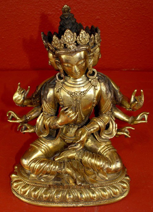 A42-12 GILT BRONZE "FU MU" IMPERIAL BUDDHA - 3