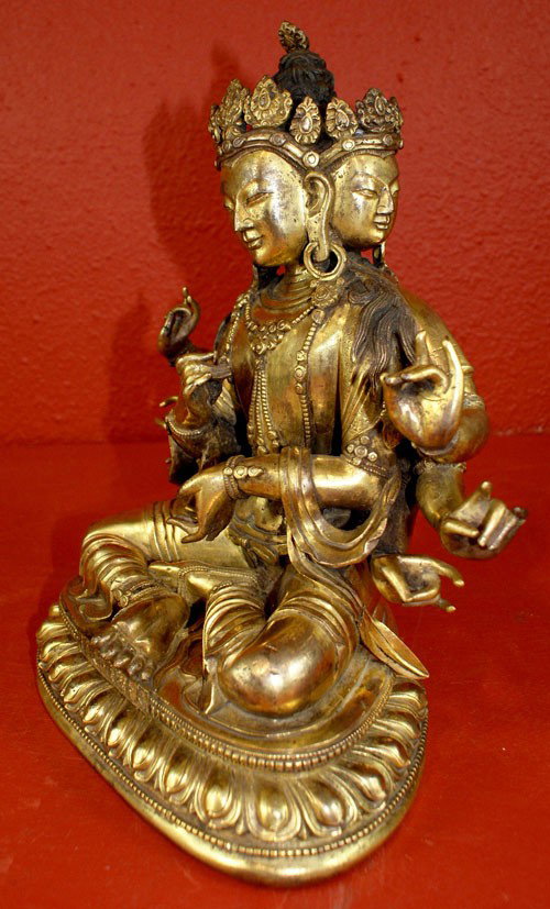 A42-12 GILT BRONZE "FU MU" IMPERIAL BUDDHA - 4
