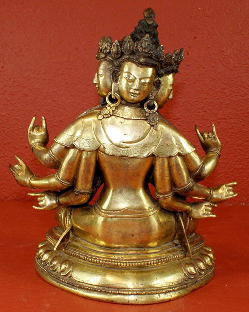 A42-12 GILT BRONZE "FU MU" IMPERIAL BUDDHA - 5