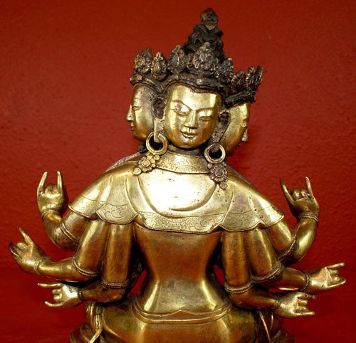 A42-12 GILT BRONZE "FU MU" IMPERIAL BUDDHA - 6