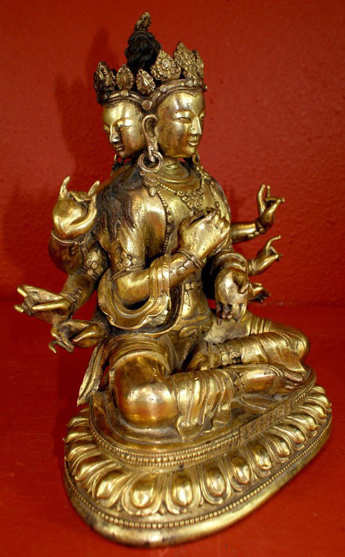 A42-12 GILT BRONZE "FU MU" IMPERIAL BUDDHA - 7