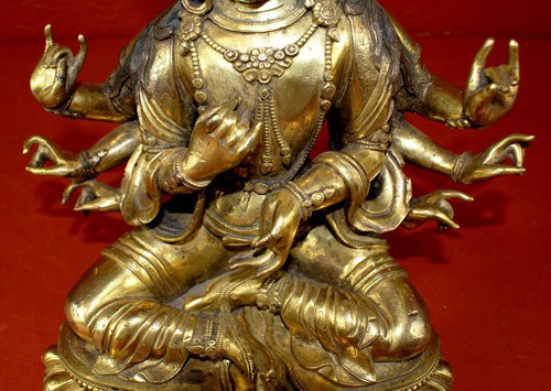 A42-12 GILT BRONZE "FU MU" IMPERIAL BUDDHA - 8