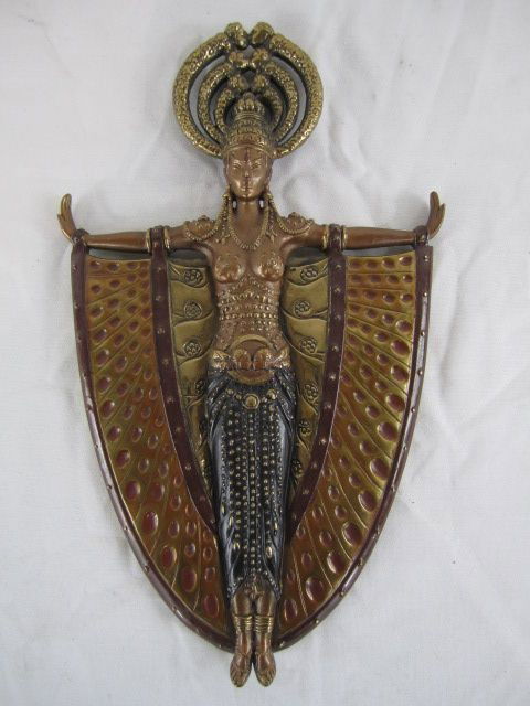 F75-4 ERTE SIGNED BRONZE HAND MIRROR: Measures 11 3/4" tall x 7" wide. Estimate $800 - $1,200