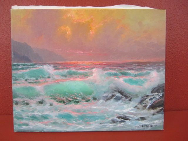 F94-2 SIGNED "ALEXANDER DZIGURSKI" OIL ON CANVAS: Well-listed Yugoslavian artist. Unframed. Canvas measures 16" x 20". Estimate $600 - $1,000