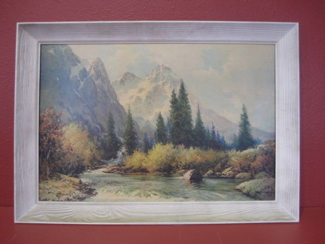 G4-1 ROBERT WOOD PRINT: Print is dated 1955. Measures 24" x 36" with frame. Estimate $40 - $80