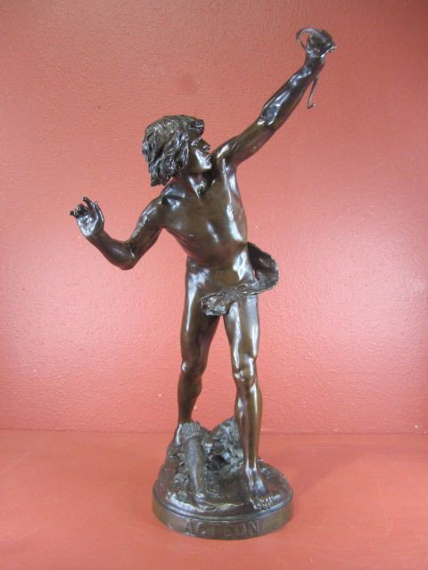 A55-11 TIFFANY BRONZE FIGURE OF A BOY: Signed "E. Laporte" stamped "Tiffany & Co" and marked with "Siot - DeCauville" Foundry Seal. Measures 32 1/4" tall. Estimate $4,000 - $7,000