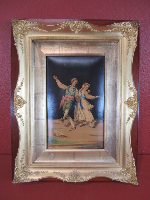 A55-17 FRENCH MARQUETRY PANEL: By Michelle Grandville. Measures 13" x 8" canvas only. Estimate $500 - $900