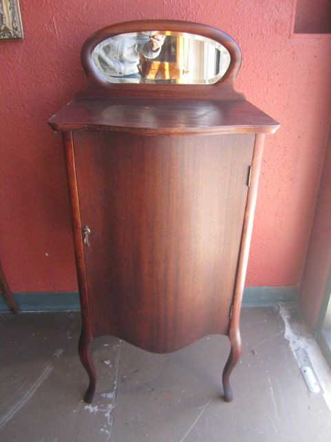 458: E27-8 ANTIQUE SHEET MUSIC CABINET WITH MIRROR - 458: E27-8 ANTIQUE SHEET MUSIC CABINET WITH MIRROR