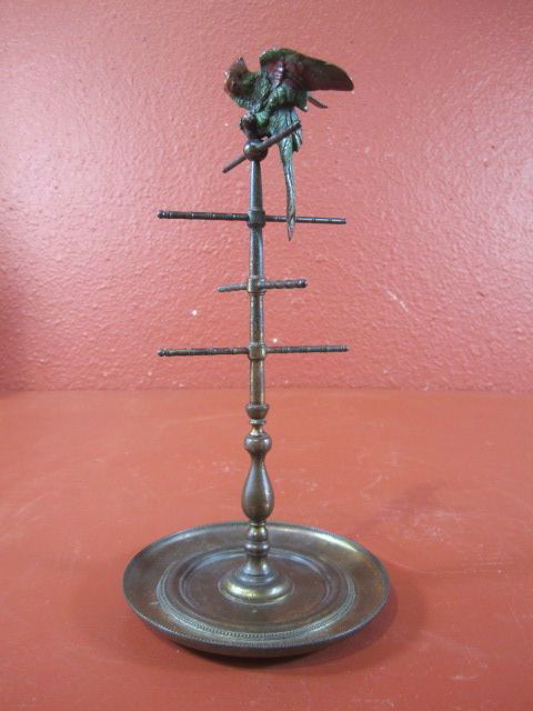 A45-16 VIENNA BRONZE PARROT RING HOLDER: Measures 9 1/2" tall.