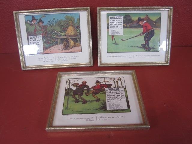 E10-32 LOT OF 3 CHARLES CROMBIE CHROMOLITHOGRAPHS: Early 20th Century. Copyright of Perrier, French natural sparkling table water. Measures 9" x 12" with frame. Estimate $300 - $600