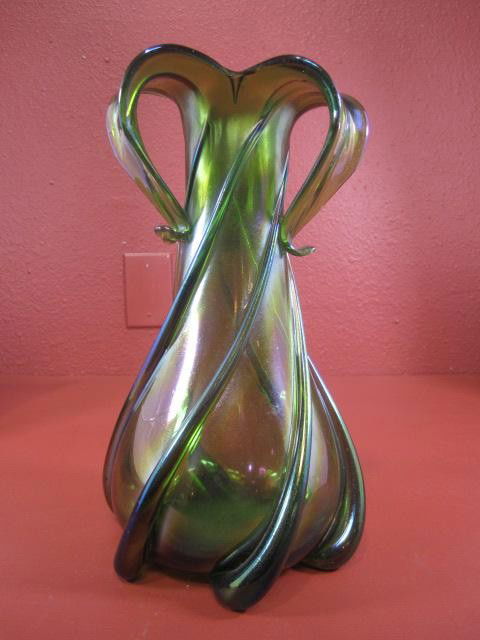 A44-26 SIGNED "LOETZ" ART GLASS VASE: Measures 12 1/4" tall.